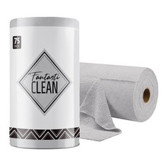 6 X FANTASTICLEAN 75 PACK MICROFIBER ON A ROLL TEAR AWAY CLEANING TOWELS, REUSABLE AND WASHABLE CLOTHS, FOR CAR, HOUSE, GARAGE OR KITCHEN, 30X30CM , GRAY  - TOTAL RRP £136: LOCATION - F RACK