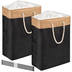 9 X 2 PACK LARGE LAUNDRY BASKETS WITH LID, FOLDABLE WASHING BASKETS FOR LAUNDRY, BEDROOM STORAGE SOLUTIONS FOR CLOTHES TOYS, LAUNDRY HAMPER BAGS BIN WITH HANDLES FOR BATHROOM - TOTAL RRP £135: LOCATI