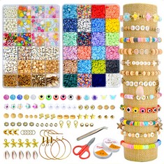 23 X LUCMO POLYMER CLAY BEADS BRACELET MAKING KIT, 8000+ PCS BRACELET JEWELRY MAKING KIT, DIY BRACELETS FOR RINGS NECKLACES GIFT EARRINGS BRACELET NECKLACE KEYCHAIN - JEWELLERY MAKING KIT - KIDS GIRL