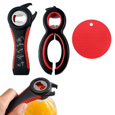 QUANTITY OF ASSORTED ITEMS TO INCLUDE 3 PCS BOTTLE OPENER KIT MANUAL CAN OPENER MULTI FUNCTION JAR OPENER GRIPPER NON SLIP RUBBER PAD FOR OPENING KITCHEN CANS BOTTLES JARS BEER AND SODA POPS : LOCATI