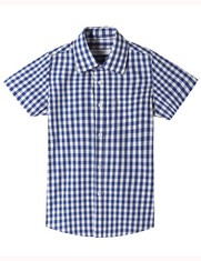 QUANTITY OF KIDS CLOTHING TO INCLUDE DILBYKE BOYS' BUTTON DOWN SHIRT SHORT SLEEVE PLAID POPLIN DRESS SHIRTS, ROYAL AND WHITE, 3 YEARS: LOCATION - G RACK