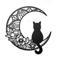 10 X EYONGLION BLACK CAT AND MOON WALL ART,MOON PHASE WALL ART,BLACK CAT ON THE MOON WALL PEDIMENTS,BLACK CAT WALL SCULPTURE FOR CATS LOVER - TOTAL RRP £150: LOCATION - G RACK