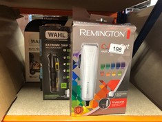 QUANTITY OF ITEMS TO INCLUDE REMINGTON COLOURCUT HAIR CLIPPER KIT, NECK DUSTER, 9 COLOUR CODED COMBS (1.5-25MM), SCISSORS & COMB, TAPER LEVER (LENGTH 0.5-2MM), STAINLESS STEEL, SELF-SHARPENING BLADES