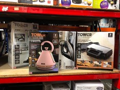 QUANTITY OF ITEMS TO INCLUDE TOWER T10044PNK CAVALETTO PYRAMID KETTLE WITH FAST BOIL, DETACHABLE FILTER, 1.7 LITRE, 3000 W, MARSHMALLOW PINK AND ROSE GOLD: LOCATION - B