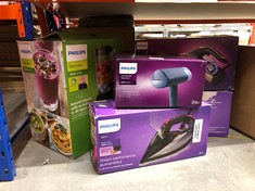 QUANTITY OF ITEMS TO INCLUDE PHILIPS 3000 SERIES HANDHELD STEAMER, 1000W, 20 G/MIN STEAM, KILLS GERMS, DETACHABLE 100ML WATER TANK, COMPACT + FOLDABLE, PLASTIC PLATE, BLUE (STH3000/26): LOCATION - B