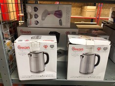 QUANTITY OF ITEMS TO INCLUDE SWAN SK14060N, CLASSIC JUG KETTLE, POLISHED STAINLESS STEEL, 2200 W, 1.7 LITRES, SILVER.: LOCATION - C