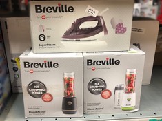 QUANTITY OF ITEMS TO INCLUDE BREVILLE SUPERSTEAM STEAM IRON | 2400W | CERAMIC SOLEPLATE | 180G STEAM SHOT | 300ML WATER TANK | RED AND SILVER [VIN 412]: LOCATION - D
