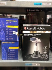 QUANTITY OF ITEMS TO INCLUDE RUSSELL HOBBS STEAM GENIE HANDHELD CLOTHES STEAMER, NO IRONING BOARD NEEDED, READY TO USE IN 45S, 200ML DETACHABLE WATER TANK, COMPACT GARMENT STEAMER FOR HOME AND TRAVEL