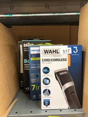 QUANTITY OF ITEMS TO INCLUDE WAHL CORD/CORDLESS HAIR CLIPPER, FATHER'S DAY GIFT, RECHARGEABLE CORDLESS CLIPPERS, CLIPPER KIT FOR MEN, RINSEABLE BLADES, HOME HAIR CUTTING, CLIPPERS WITH GUIDE COMBS: L