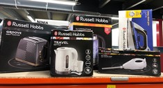 RUSSELL HOBBS ELECTRIC 0.85L TRAVEL KETTLE, SMALL & COMPACT, DUAL VOLTAGE, IDEAL FOR ABROAD/CARAVAN/CAMPING, INC 2 CUPS & SPOONS, REMOVABLE WASHABLE ANTI-SCALE FILTER, WATER WINDOWS, 1000W, 23840.: L