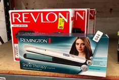 QUANTITY OF ITEMS TO INCLUDE REMINGTON SHINE THERAPY HAIR STRAIGHTENER WITH ADVANCED CERAMIC COATING INFUSED WITH MOROCCAN ARGAN OIL FOR SLEEK & SMOOTH GLIDE, FLOATING PLATES, DIGITAL DISPLAY, 9 SETT