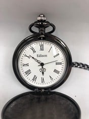 MENS EDISON POCKET WATCH WITH CHAIN BRAND NEW IN BOX: LOCATION - A RACK