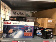 QUANTITY OF ITEMS TO INCLUDE TEFAL STEAM IRON, EXPRESS STEAM, 2600 WATTS, BLUE AND GREY, FV2882, 0.27L: LOCATION - F RACK