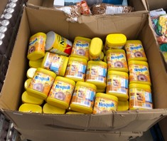 1 X PALLET OF FOOD AND DRINK TO INCLUDE NESTLE NESQUICK CHOCO CARAMEL MILKSHAKE - SOME MAY BE PAST BEST BEFORE: LOCATION - MIDDLE FLOOR(COLLECTION OR OPTIONAL DELIVERY AVAILABLE)