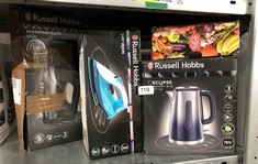 QUANTITY OF ITEMS TO INCLUDE RUSSELL HOBBS ECLIPSE STAINLESS STEEL & MIDNIGHT BLUE OMBRE 1.7L ELECTRIC CORDLESS KETTLE (QUIET & FAST BOIL 3KW, REMOVABLE WASHABLE ANTI-SCALE FILTER, EASY PUSH BUTTON L