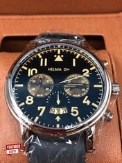 MENS HELMA DH CHRONOGRAPH MASTER PILOT WATCH MODEL DH007 MULTIFUNCTION MOVEMENT WITH DATE GENUINE LEATHER STRAP RRP£720: LOCATION - TOP 50 RACK