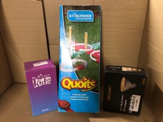 QUANTITY OF ITEMS TO INCLUDE KINGFISHER FUN AND GAMES QUOITS : LOCATION - B