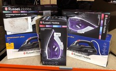 QUANTITY OF ITEMS TO INCLUDE RUSSELL HOBBS SUPREME STEAM IRON, POWERFUL VERTICAL STEAM FUNCTION, NON-STICK STAINLESS STEEL SOLEPLATE, EASY FILL 300ML WATER TANK, 110G STEAM SHOT, 40G CONTINUOUS STEAM