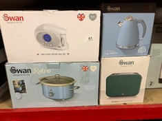 QUANTITY OF ITEMS TO INCLUDE SWAN STM200N TEASMADE - RAPID WATER BOILER WITH CLOCK AND ALARM FEATURING A READING LIGHT AND LCD ANALOGUE CLOCK LIGHT WITH AUTO DIMMER AND A 600ML WATER TANK, 780-850W,