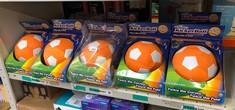 QUANTITY OF ITEMS TO INCLUDE STAY ACTIVE KICKERBALL BY SWERVE BALL FOOTBALL TOY SIZE 4 AERODYNAMIC PANELS FOR SWERVE TRICKS, INDOOR & OUTDOOR, AS SEEN ON TV, UNISEX, ORANGE WHITE: LOCATION - E