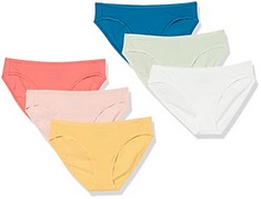 WOMEN'S COTTON BIKINI BRIEF UNDERWEAR (AVAILABLE IN PLUS SIZE), PACK OF 6, PRETTY COLOUR POPS, 12.: LOCATION - G