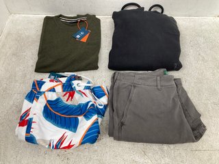 4 X ASSORTED MENS SUPER DRY CLOTHING TO INCLUDE VINTAGE INTERNATIONAL SHORTS IN WASHED GREY SIZE: 34'': LOCATION - F1