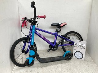 3 X ASSORTED ITEMS TO INCLUDE SCOOTER BIKE AND 12-20'' STABILISERS FOR CYCLE: LOCATION - E 3