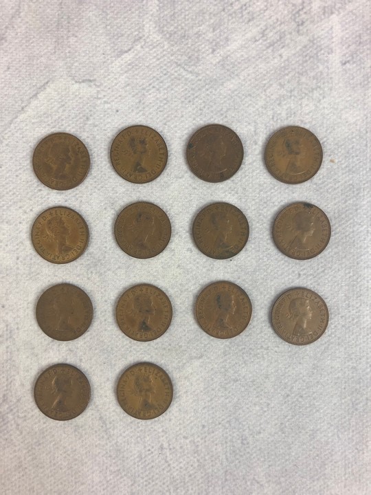 Fourteen Half Penny Coins, years ranging between 1960 - 1967 (VAT Only Payable on Buyers Premium)