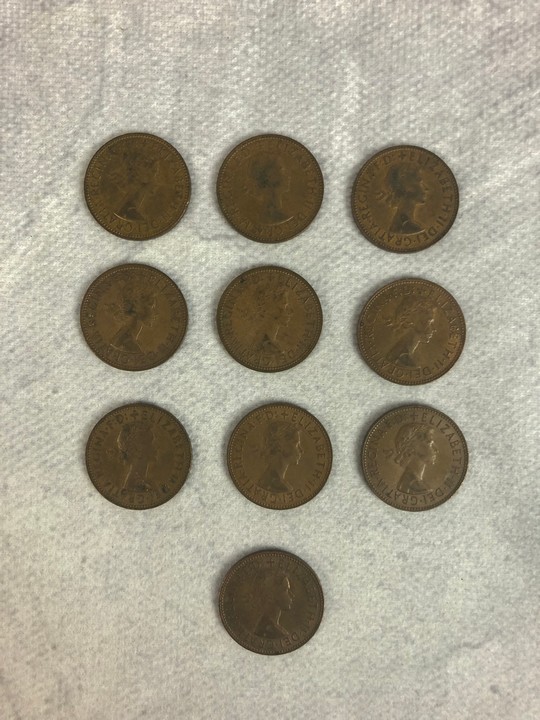 Ten Half Penny Coins, years ranging between 1963 - 1967 (VAT Only Payable on Buyers Premium)