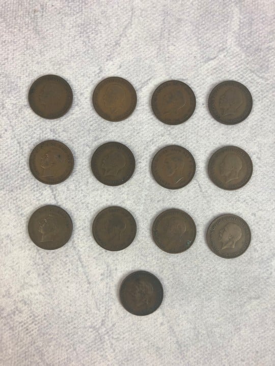 Thirteen Half Penny Coins, years ranging between 1930 - 1938 (VAT Only Payable on Buyers Premium)