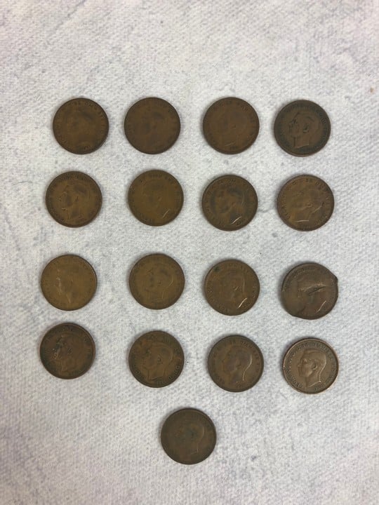 Seventeen Half Penny Coins, years ranging between 1940 - 1947 (VAT Only Payable on Buyers Premium)