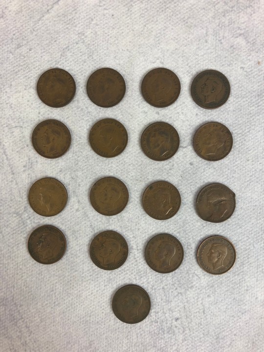 Seventeen Half Penny Coins, years ranging between 1940 - 1947 (VAT Only Payable on Buyers Premium)