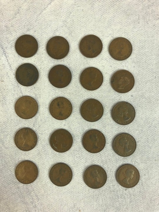 Twenty Half Penny Coins, years ranging between 1951 - 1959 (VAT Only Payable on Buyers Premium)