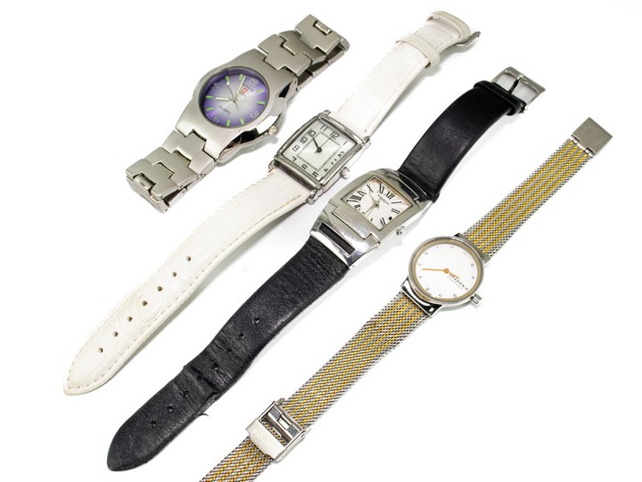 Selection of Four Stainless Steel Watches including Zurich Sports, Kenneth Cole, Skagen and Marks and Spencer. (Not currently Running) (VAT Only Payable on Buyers Premium)
