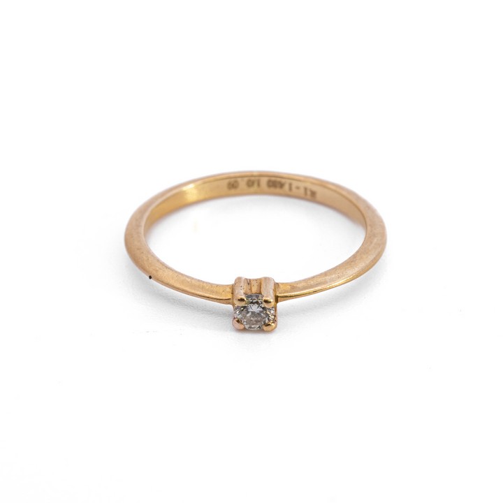 18K Yellow 0.06ct Diamond Single Stone Ring, Size J½, 1.5g (VAT Only Payable on Buyers Premium)