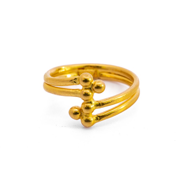 22K Yellow Two Row Split Ring, Size H, 1g (VAT Only Payable on Buyers Premium)