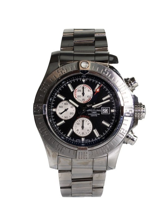 Breitling Super Avenger II Ref: A13371 Automatic Watch. 48mm Stainless Steel Case with Stainless Steel Uni-Directional Bezel, Black Chronograph Dial and Stainless Steel Bracelet. Age: 2019. Comes wit