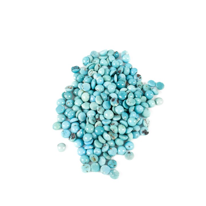 70.21ct Turquoise Cabochon Round-cut Parcel of Gemstones, 4.25mm