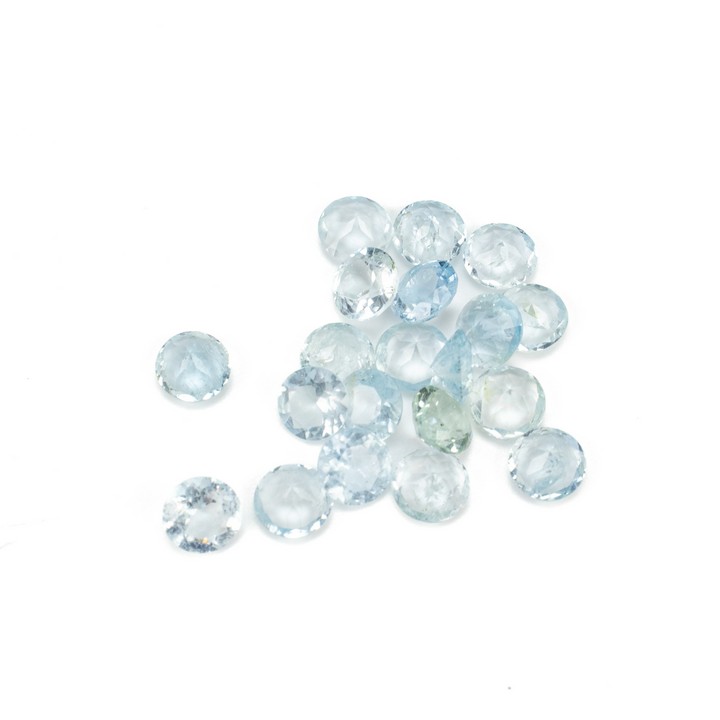 14.22ct Aquamarine Faceted Round-cut Parcel of Gemstones, 6mm