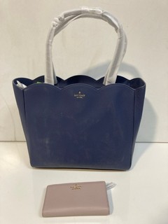 A KATE SPADE BLUERIDGE PLACE HANDBAG IN BLUE RRP £295, TOGETHER WITH A KATE SPADE JACKSON STREET PURSE IN BONE GREY RRP:£115