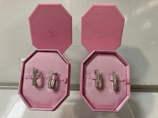 2 X SWAROVSKI HOOP OCT M EARRINGS