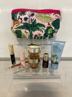 1 X OLIVIA BURTON LONDON WATCH TO INCLUDE ESTEE LAUDER COSMETICS BAG WITH MAKEUP REMOVER ETC