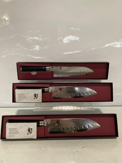 3 X SHUN SCALLOPED SANTOKU KNIFE 6 1/2" 18+ ID MAY BE REQUIRED