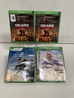4 X X BOX ONE GAMES TITLES INCLUDE HALO, GEARS AND FIFA SEALED