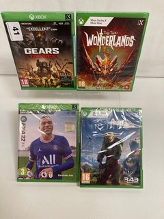 4 X X BOX ONE GAMES TITLES INCLUDE HALO, GEARS, WONDERLANDS AND FIFA SEALED
