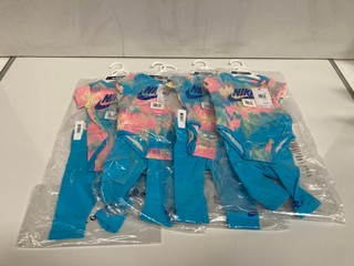 4 X NIKE CHILDRENS BATHING SUITS WITH LEGGINGS IN BALTIC BLUE AGE 6-9 MONTHS
