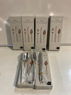 2 X QTY CROFT MARBLE MILL COPPER TOP 4 X EDGE 6 PIECE CUTLERY SET 2 PLACE SETTINGS