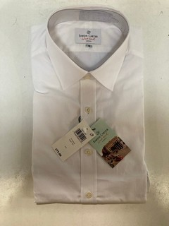 2 X SIMON CARTER POPLIN COLLARED SHIRTS IN WHITE SIZES 15.5 AND 16 RRP £75 EACH