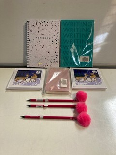 A BOX OF ASSORTED ITEMS TO INCLUDE JOHN LEWIS NOTE PADS