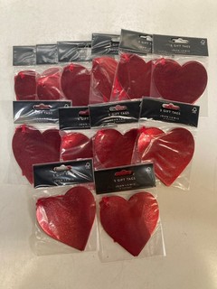 3 X BOXES OF JOHN LEWIS PACK OF 5 RED EMBOSSED HEART TAGS CONTENTS 300 ( 25 INNER X 12 PACKS )